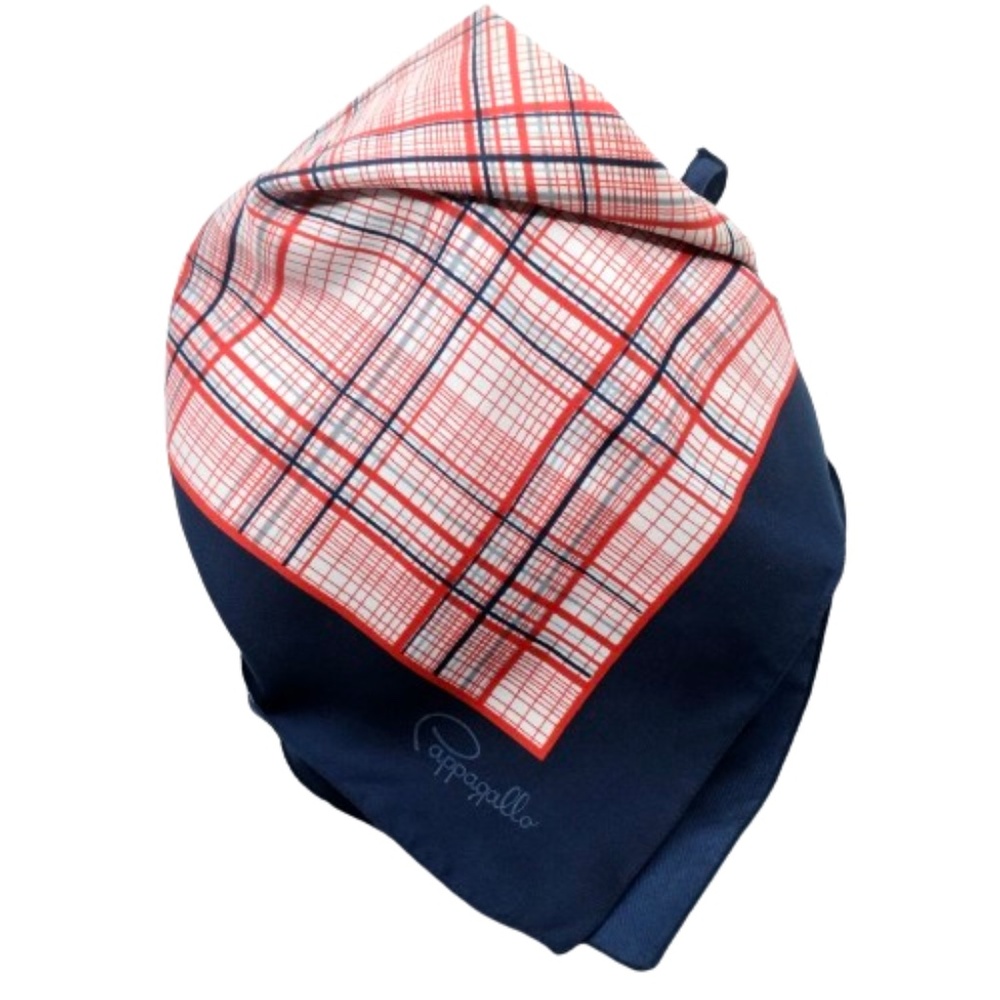 VINTAGE 1970s PAPPAGALLO~ RED & BLUE STRIPE  ITALIAN SQUARE SCARF~27" x 26"